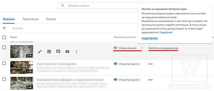 Примеры страйков на YouTube